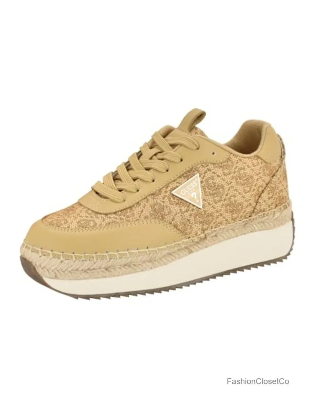Faux Suede Round Toe Lace-Up Espadrille Sneakers Platform Wedge
